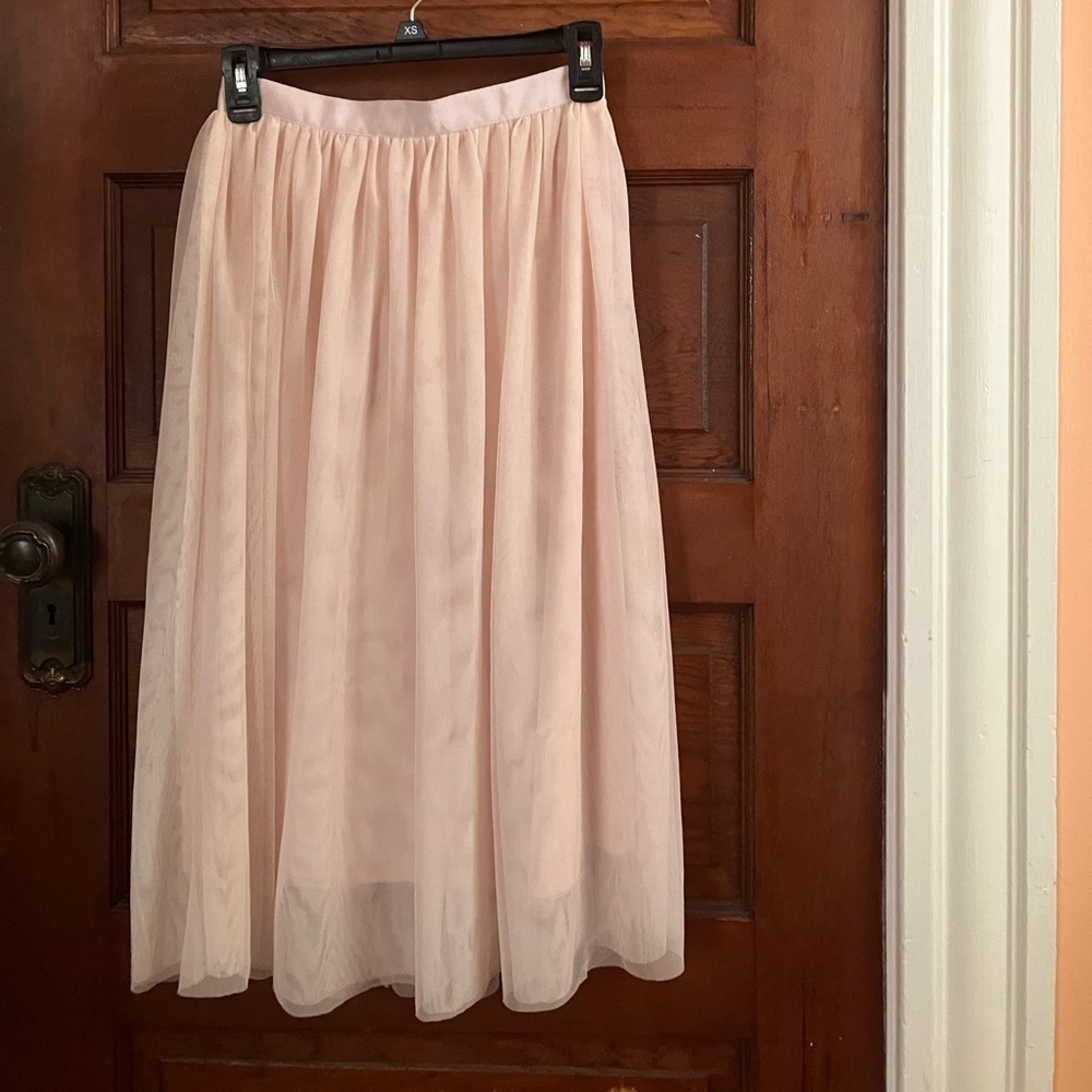 H&M Soft Pink tule mesh skirt ribbon waist size 4